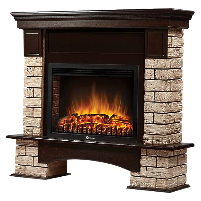 Портал Firelight Forte Wood 25 камень коричневый, шпон темный дуб
