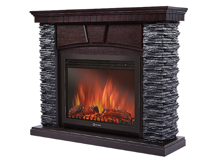 Портал Firelight Porto 25 камень черный, шпон венге