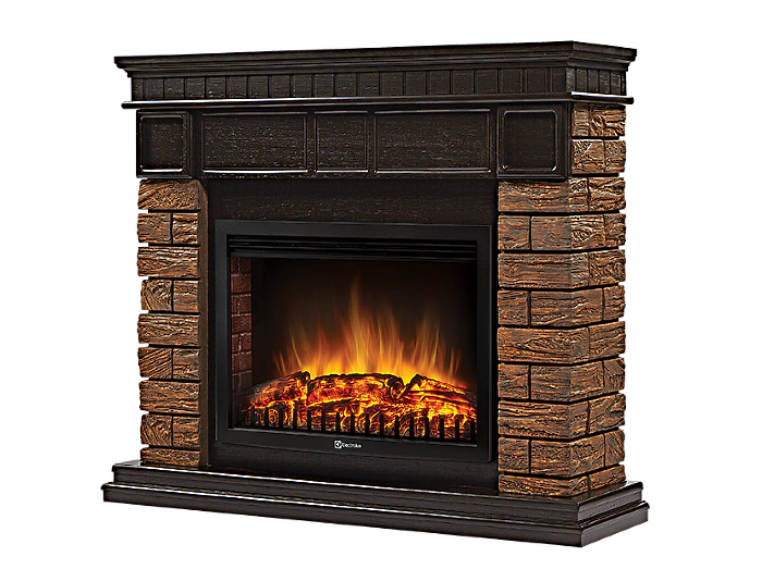 Портал Firelight Bricks Wood 25 камень темный, шпон венге