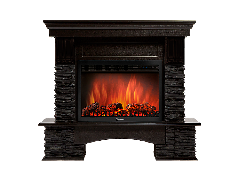 Портал Firelight Pietra Nuovo 25, камень сланец черный, шпон венге