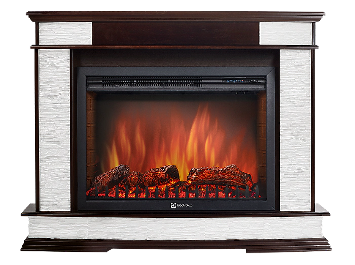 Портал Firelight Scala 25 камень сланец скалистый белый, шпон тёмный дуб