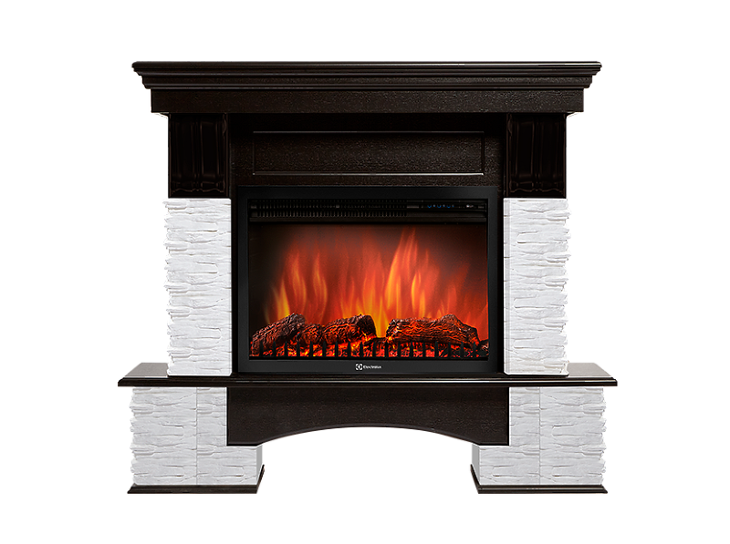 Портал Firelight Pietra Nuovo 25, камень сланец белый, шпон темный дуб